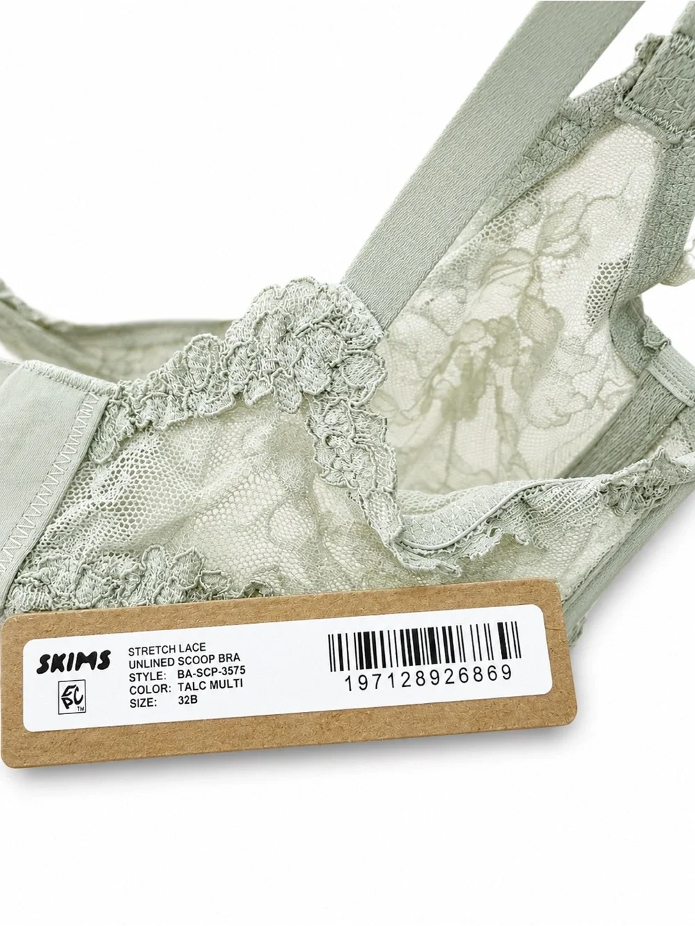 SKIMS Lace Unlined Scoop Bra – 32B – Talc Multi 💚 - Picture 4 of 5